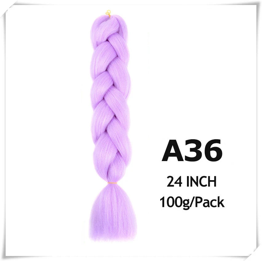 Pre-Stretched Jumbo Braiding Hair – 24 Inch Ombre Purple Synthetic Crochet Extensions for Women