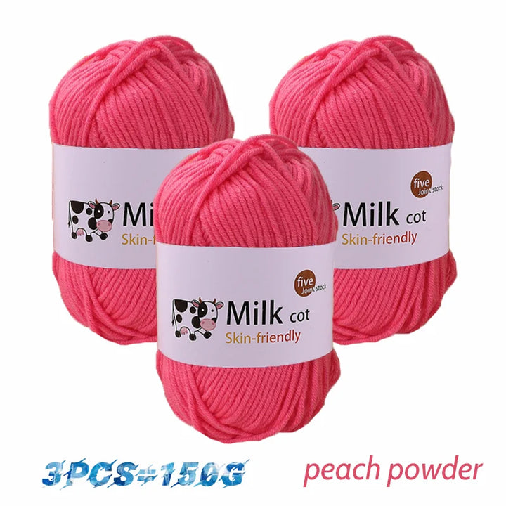 150g Medium-Coarse Milk Cotton Yarn – Soft Crochet & Knitting Yarn for Sweaters, Hats, Scarves & DIY Crafts