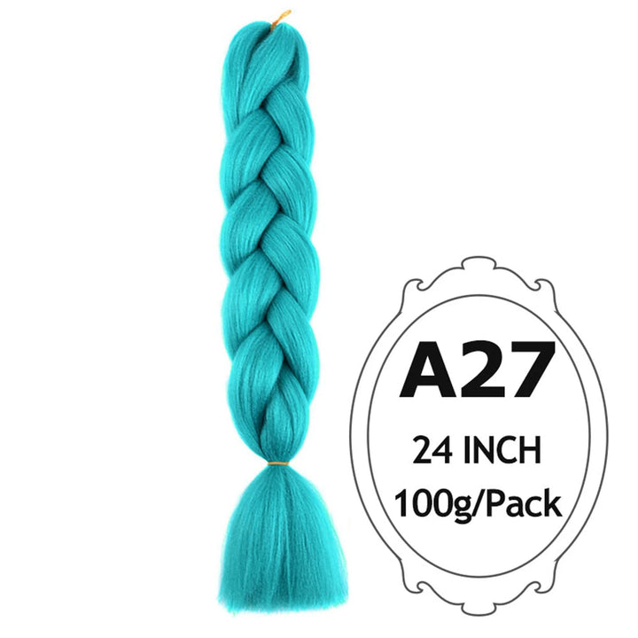 24" Pink Jumbo Braiding Hair – Yaki Texture Synthetic Bulk Extensions (Purple/Red/Green Options)
