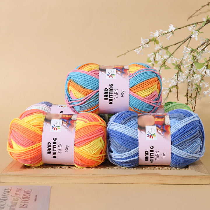 High-Quality 7-Strand Gradient Yarn – Medium-Thick Multi-Colored Yarn for Sweaters, Hats, Scarves & DIY Crafts