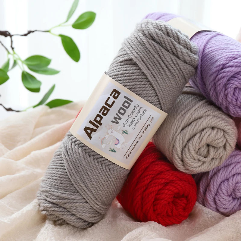 450g Alpaca Wool Yarn Set (6 Pieces) – Thick Knitting Yarn for Sweaters, Shawls, Hats & Winter Crafts