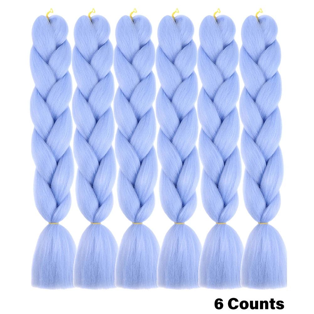 Ombre Crochet Braiding Hair – 6 Packs Synthetic Colorful Extensions for Women & Girls | High-Temperature Fiber