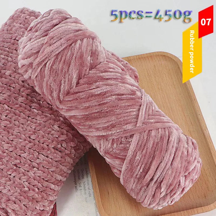 450g Chenille Warm Velvet Ice Yarn – Soft Thick Knitting Yarn for Sweaters, Scarves & Blankets (5 Pcs/Pack)