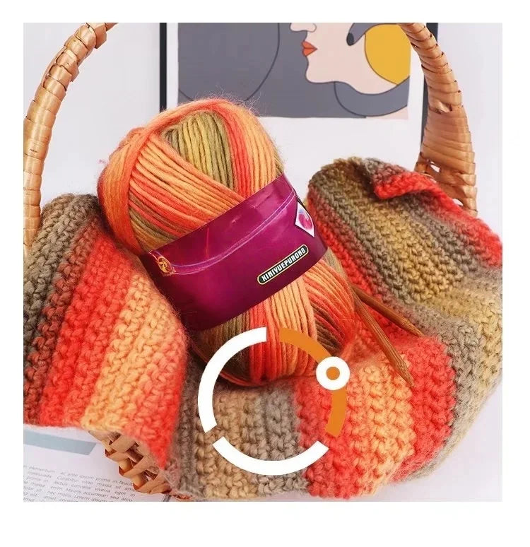 300g Gradient Long-Section Dyed Wool Yarn Set (3 Pieces) – Soft Hand-Knitting Yarn for Sweaters, Shawls, Hats & Scarves