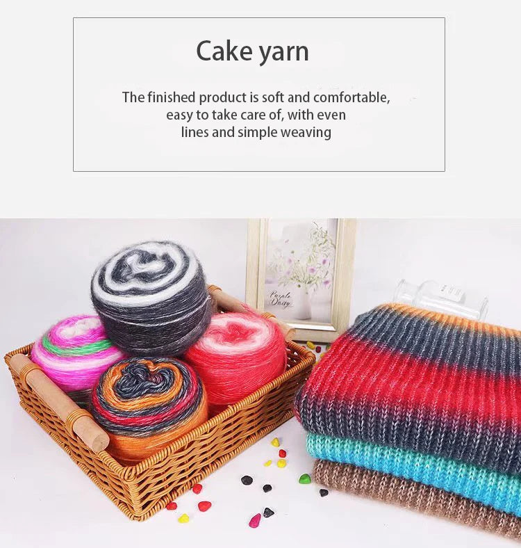 190g Rainbow Gradient Mohair Yarn – Long Section Dyed Spray Yarn for Sweaters, Shawls & Scarves (2 Pieces/Pack)