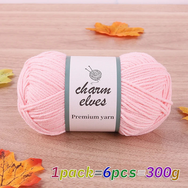 300g Multi-Color Acrylic Milk Yarn – Soft & Strong Knitting Yarn Balls (6 Pieces/Pack)