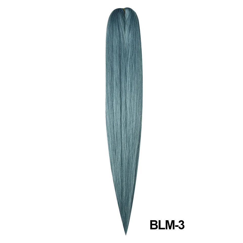 Long straight hair extension in a light blue color on a white background