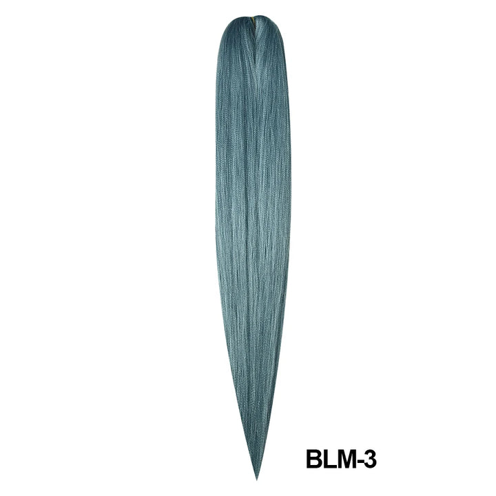 Long straight hair extension in a light blue color on a white background