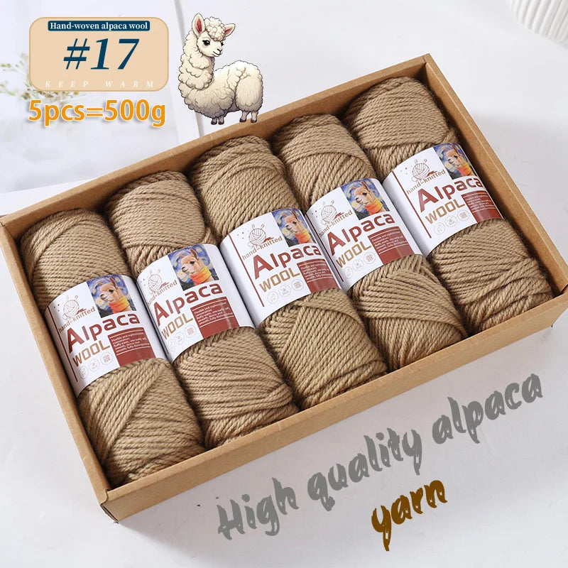 500g Alpaca Wool 245 Stick Stitch Yarn (5 Pieces) – Thick Knitting Yarn for Sweaters, Coats, Blankets & DIY Crafts