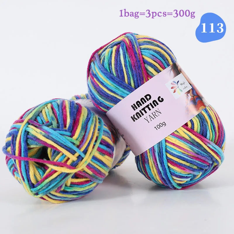 High-Quality 7-Strand Gradient Yarn – Medium-Thick Multi-Colored Yarn for Sweaters, Hats, Scarves & DIY Crafts