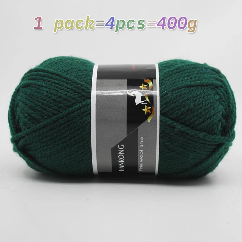 400g Thick Alpaca Wool Yarn – Chunky Knitting Yarn for Sweaters, Scarves, Hats & Coats (4 Skeins Pack)