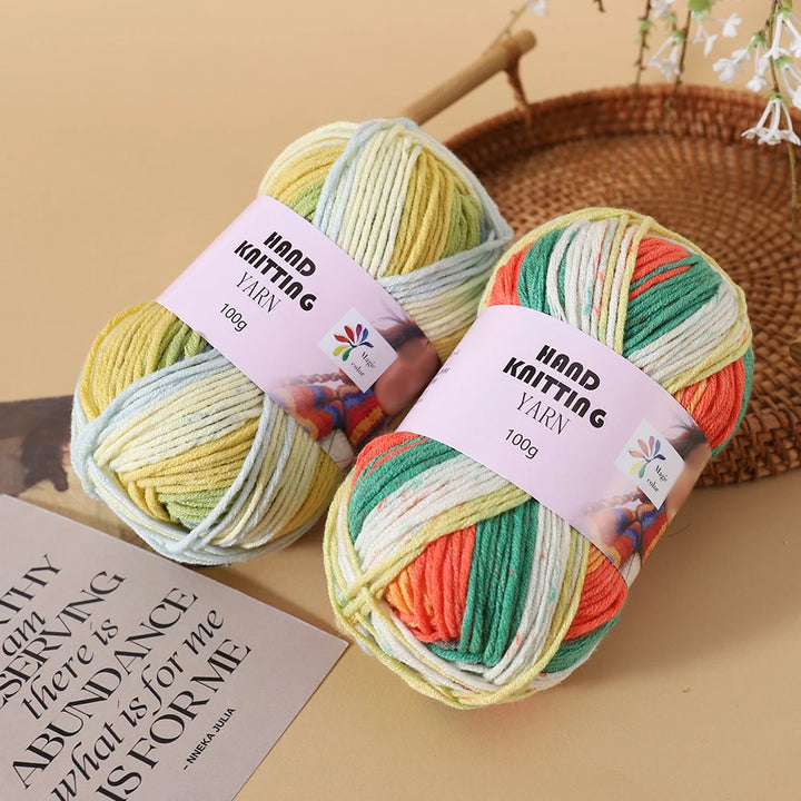 High-Quality 7-Strand Gradient Yarn – Medium-Thick Multi-Colored Yarn for Sweaters, Hats, Scarves & DIY Crafts
