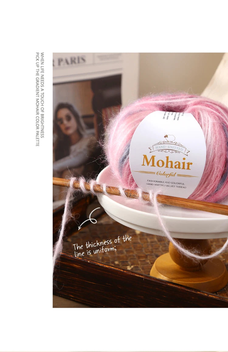 300g Rainbow Gradient Yarn Balls – Colorful Knitting Yarn for Tops, Scarves & DIY Crafts (6 Pieces/Pack)