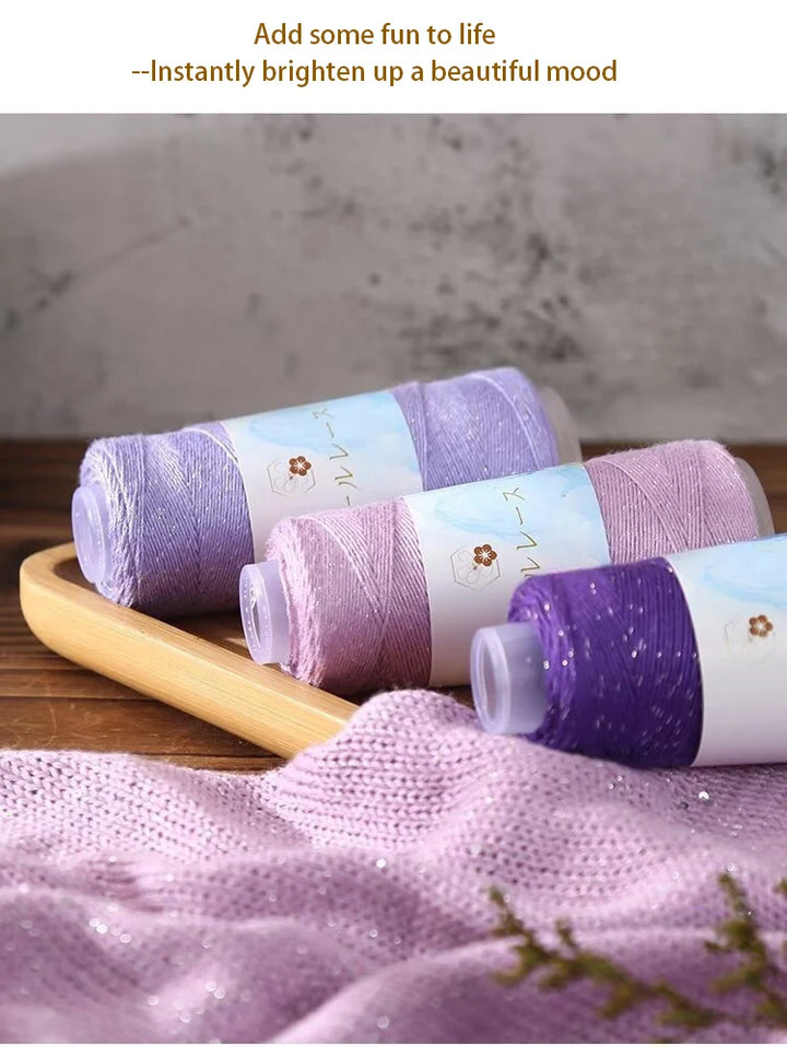 150g Bamboo Fiber & Linen Yarn with Sequins (3 Pieces) – Medium-Fine Yarn for Sweaters, Hats, Gloves & DIY Crafts