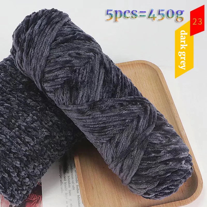 450g Chenille Warm Velvet Ice Yarn – Soft Thick Knitting Yarn for Sweaters, Scarves & Blankets (5 Pcs/Pack)