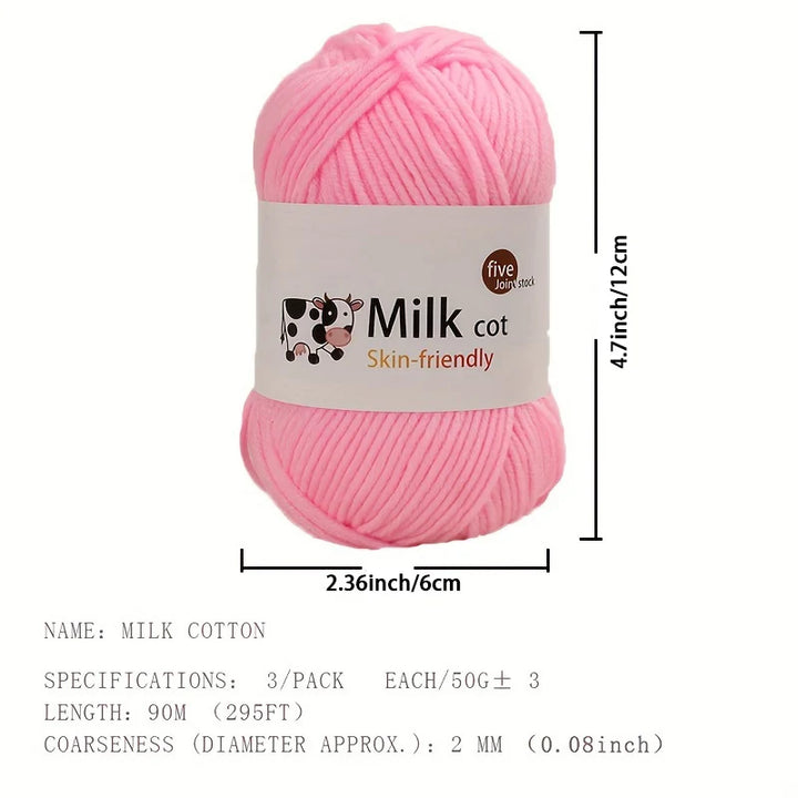 150g Medium-Coarse Milk Cotton Yarn – Soft Crochet & Knitting Yarn for Sweaters, Hats, Scarves & DIY Crafts