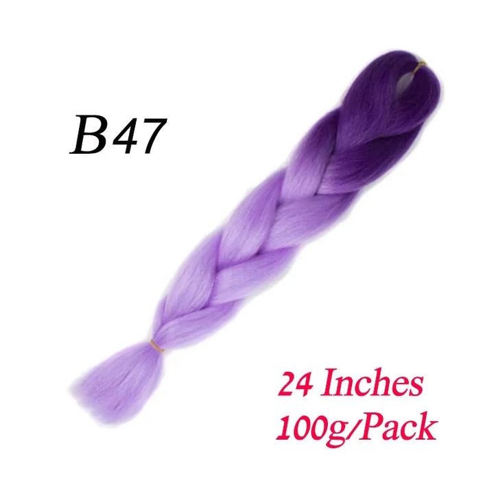24 Inch Synthetic Jumbo Braiding Hair – Heat-Resistant Ombre Bulk Extensions for Braids