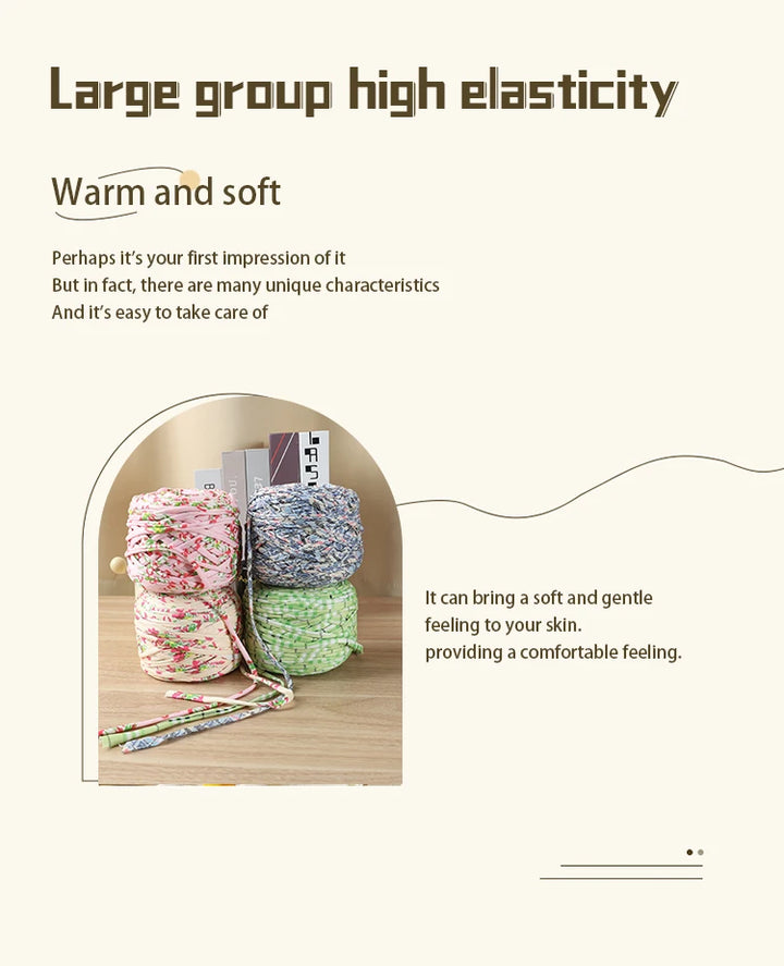 600g Large Polyester Fabric Yarn Set (2 Pieces) – Colorful Elastic Yarn for Bags, Slippers & DIY Crafts