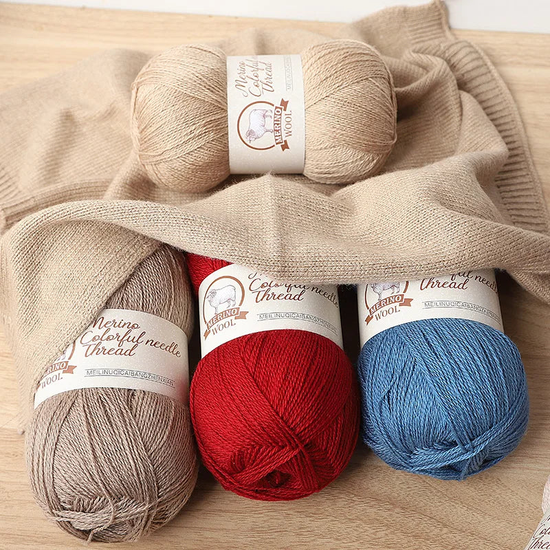 Solid Color Medium-Thick Cashmere Blend Yarn – Soft Luxury Yarn for Sweaters, Scarves & Handmade Crafts