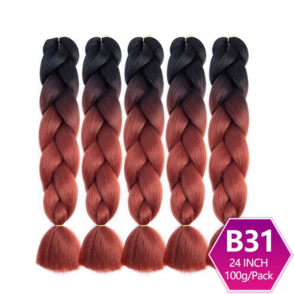 Set of braided hair extensions with gradient color