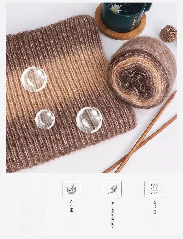 190g Rainbow Gradient Mohair Yarn – Long Section Dyed Spray Yarn for Sweaters, Shawls & Scarves (2 Pieces/Pack)