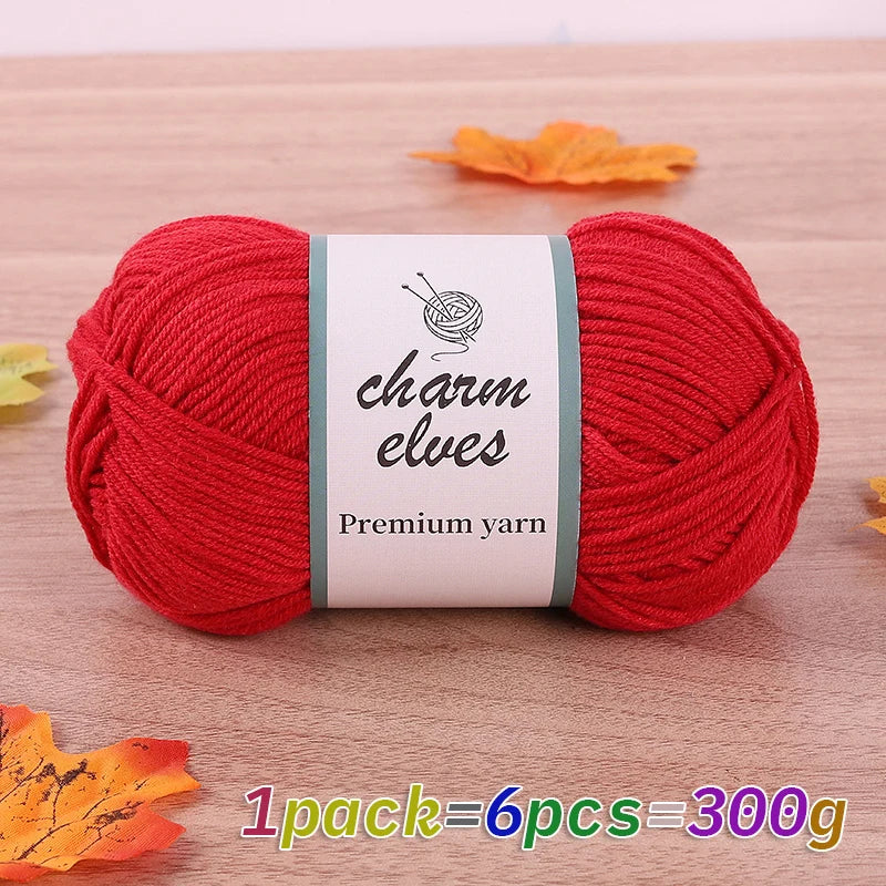 300g Multi-Color Acrylic Milk Yarn – Soft & Strong Knitting Yarn Balls (6 Pieces/Pack)