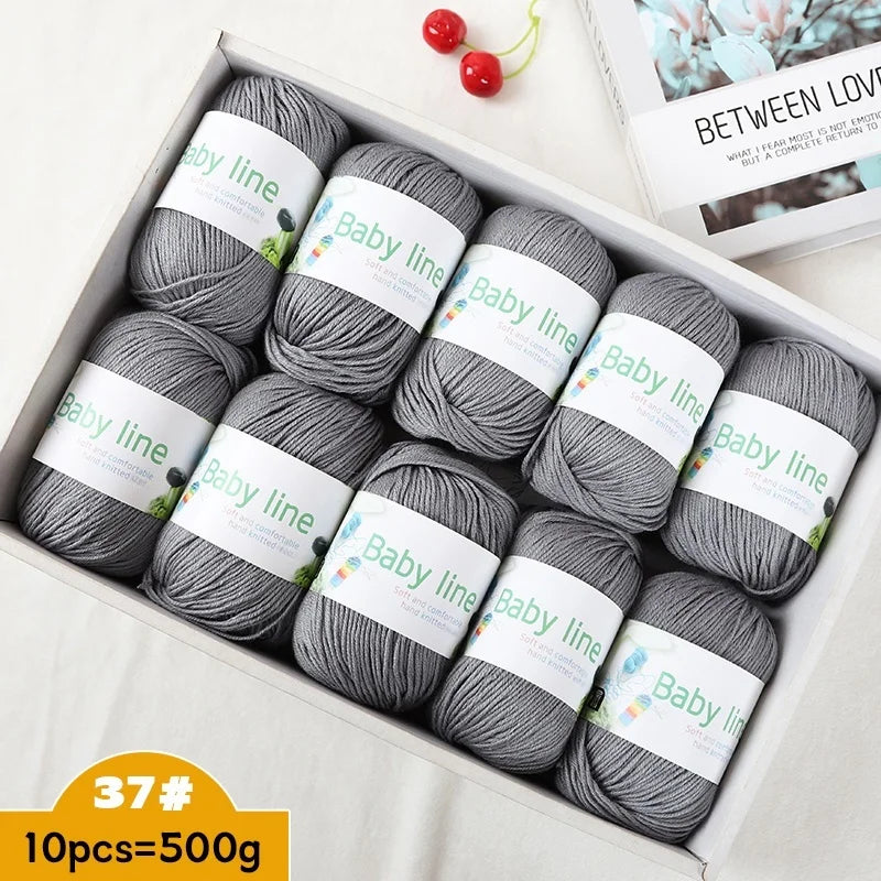 500g Soft Medium-Thick Knitting Yarn Set (10 Pieces) – Cozy Yarn for Sweaters, Hats, Scarves & Crochet Projects