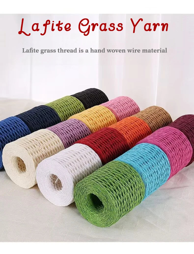 190g Bamboo Raffia Yarn (2 Skeins) – Straw Paper Crochet Yarn for Summer Hats, Bags & DIY Crafts
