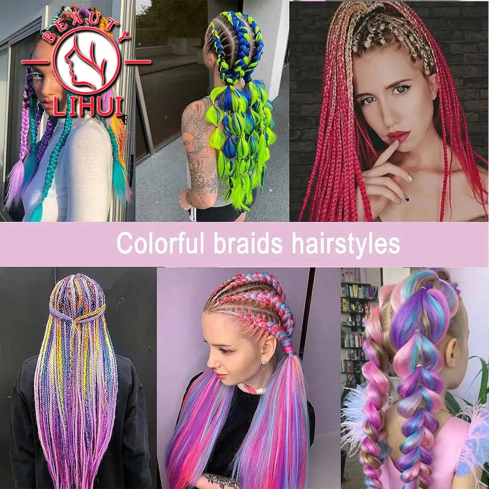 Pre-Stretched Jumbo Braiding Hair – 24 Inch Ombre Purple Synthetic Crochet Extensions for Women