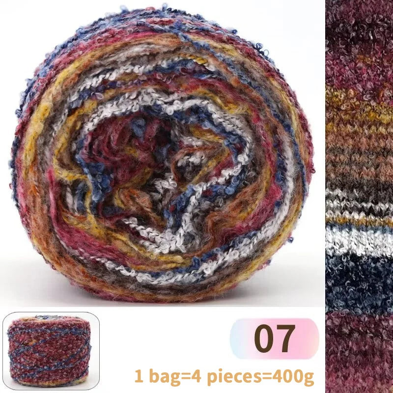 400g Rainbow Oil Painting Gradient Wool Yarn (4 Balls) – Long Color Gradient Yarn for Sweaters, Hats & Scarves