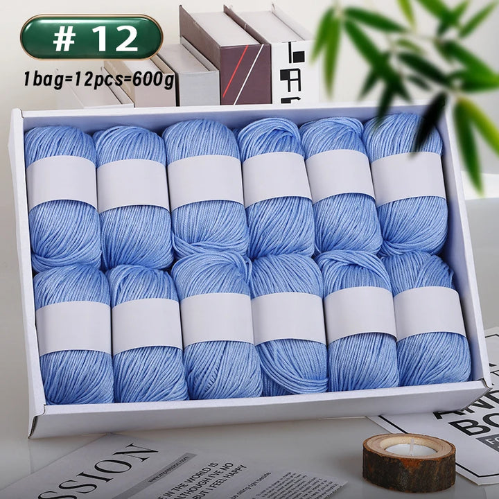12-Piece Luxury Cashmere-Silk Yarn Set – Ultra-Soft Fluffy Yarn for Sweaters, Coats, Shawls & DIY Crafts (600g)