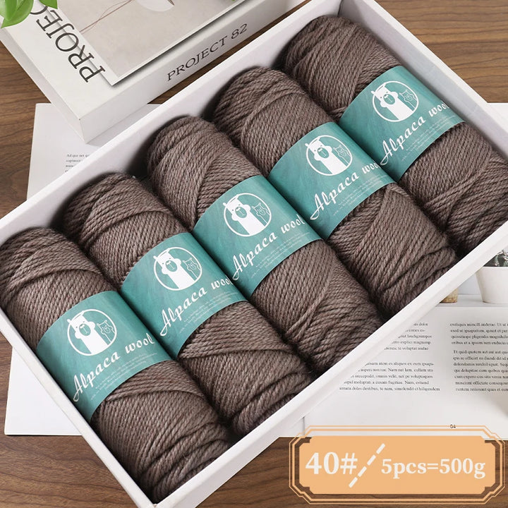 Alpaca Wool Boutique Yarn – 500g Thick Knitting Yarn Set (5 Pieces) for Sweaters, Scarves & Winter Wear