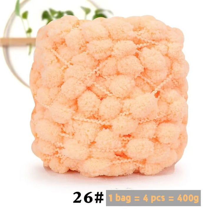 Super Soft Bean Yarn – Plush Polyester Chunky Yarn for Blankets, Cushions, Hats & DIY Crafts (400g, 4pcs Pack)