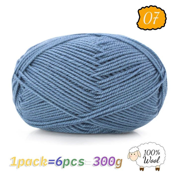 300g 100% Pure Wool Yarn (6 Pieces) – Soft Warm Knitting Yarn for Sweaters, Hats, Scarves & Winter DIY Projects