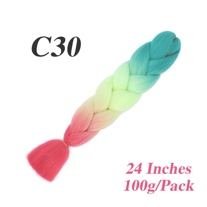 24 Inch Jumbo Braiding Hair – Afro Ombre Synthetic Extensions for Children’s Braids (100g) 33
