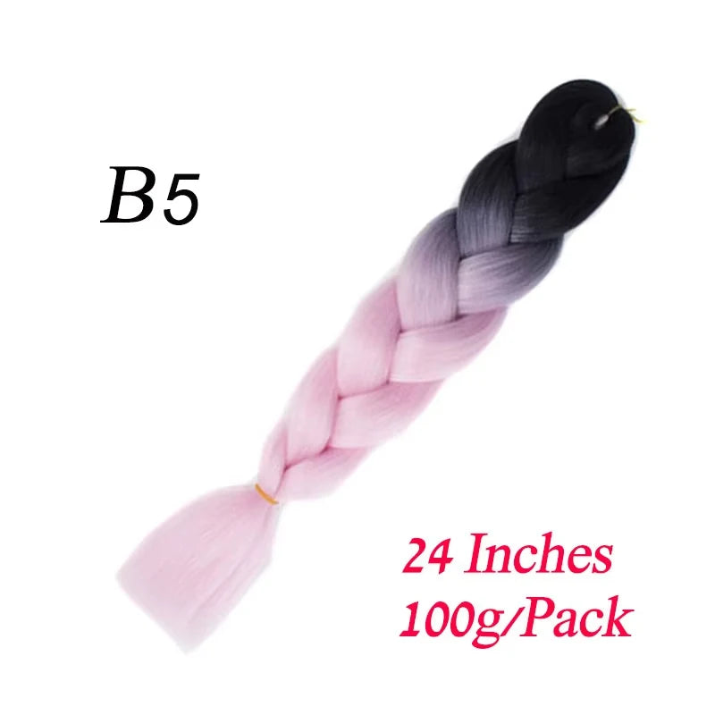 24 Inch Jumbo Braiding Hair – Synthetic Kanekalon Afro Ombre Extensions for Children’s Braids