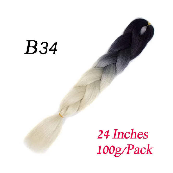 24 Inch Synthetic Jumbo Braiding Hair – Heat-Resistant Ombre Bulk Extensions for Braids