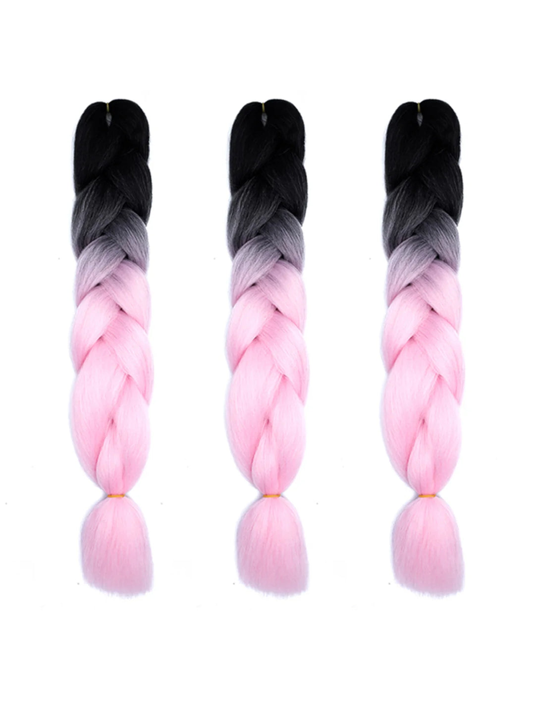 3 Packs 24 Inch Rainbow Braiding Hair Extensions – Ombre Synthetic Jumbo Braid Hair for Crochet Braids (Rose Red)