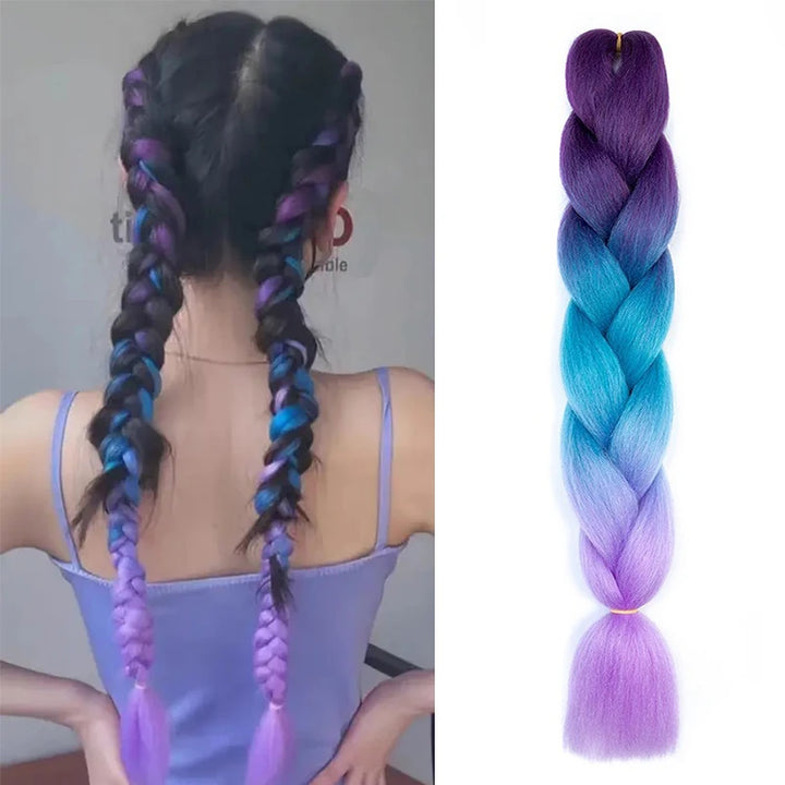 24-Inch Synthetic Long Straight Yaki Jumbo Braids – Pre-Stretched Hair Extensions