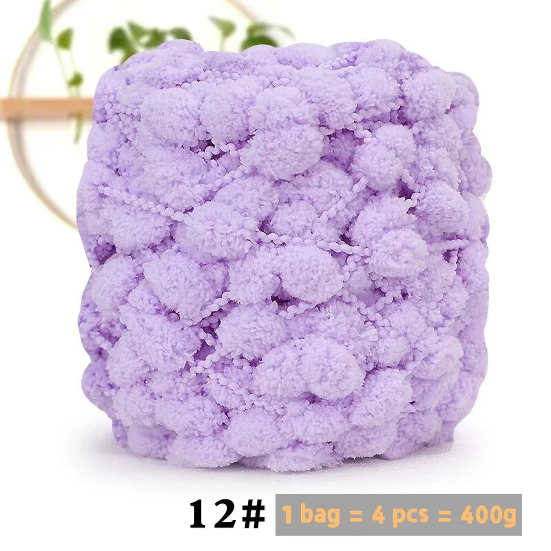 Super Soft Bean Yarn – Plush Polyester Chunky Yarn for Blankets, Cushions, Hats & DIY Crafts (400g, 4pcs Pack)
