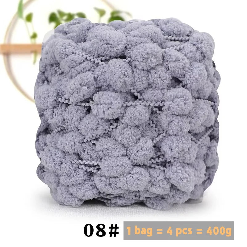 Super Soft Bean Yarn – Plush Polyester Chunky Yarn for Blankets, Cushions, Hats & DIY Crafts (400g, 4pcs Pack)