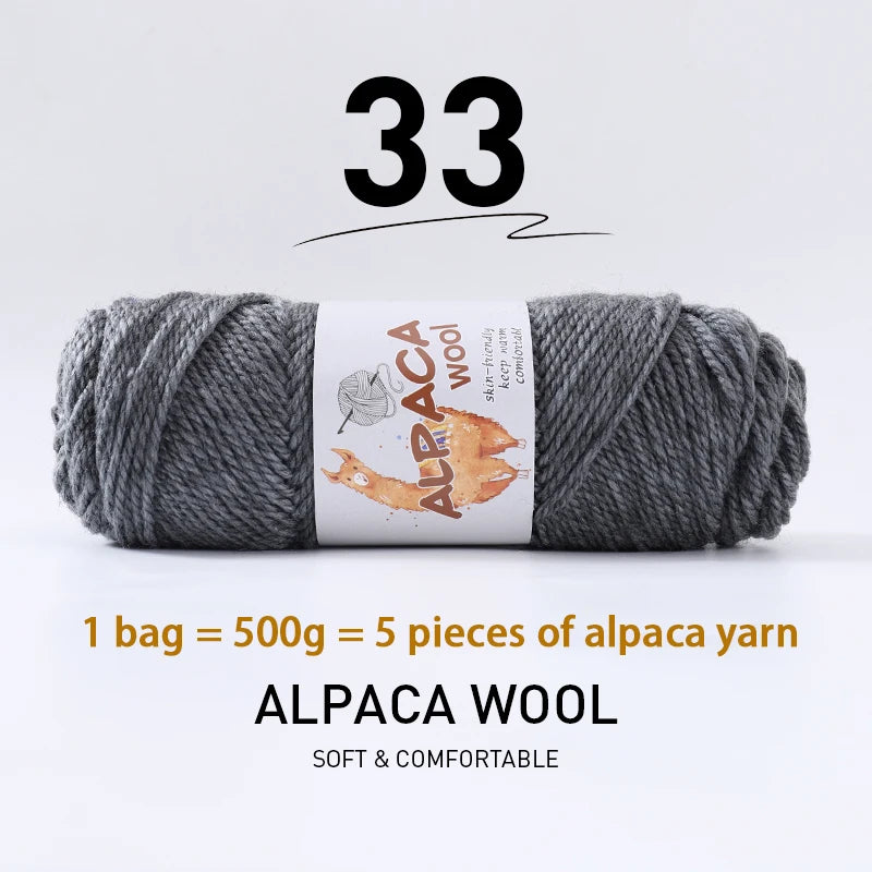 500g Thick Alpaca Wool Yarn Set (5 Skeins) – Soft Warm Knitting Yarn for Sweaters, Scarves, Hats & Winter Crafts