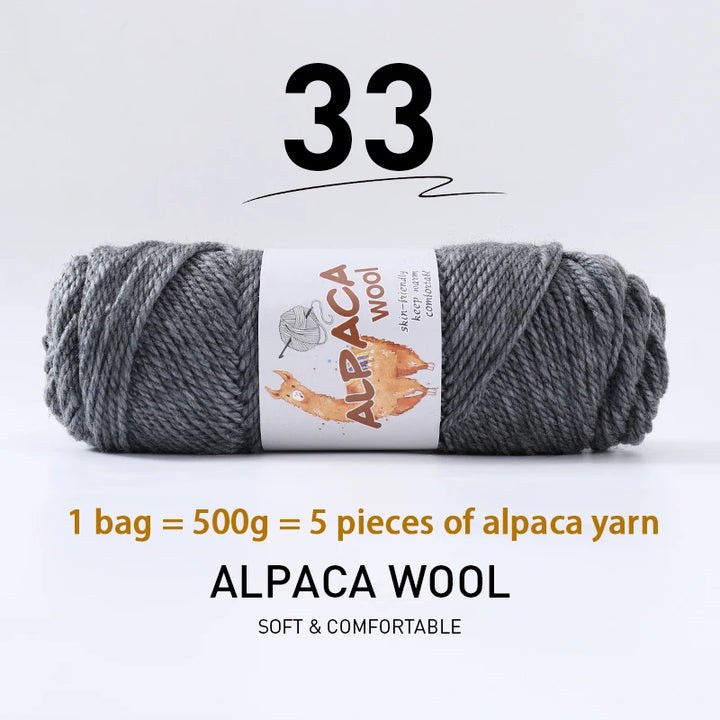 500g Thick Alpaca Wool Yarn Set (5 Skeins) – Soft Warm Knitting Yarn for Sweaters, Scarves, Hats & Winter Crafts