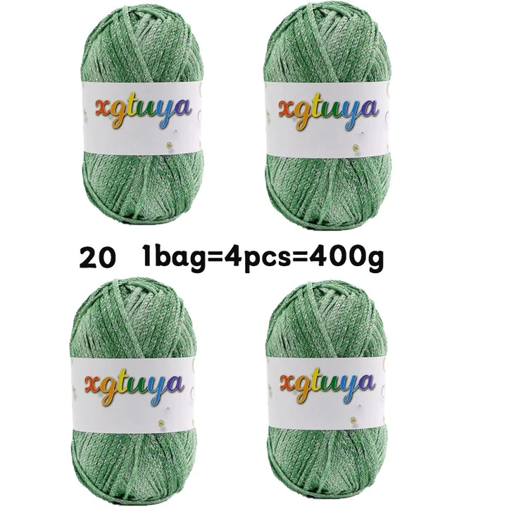 Shiny Gradient Hollow Yarn – Colorful Knitting Yarn for Handmade Accessories, Bags & DIY Crafts