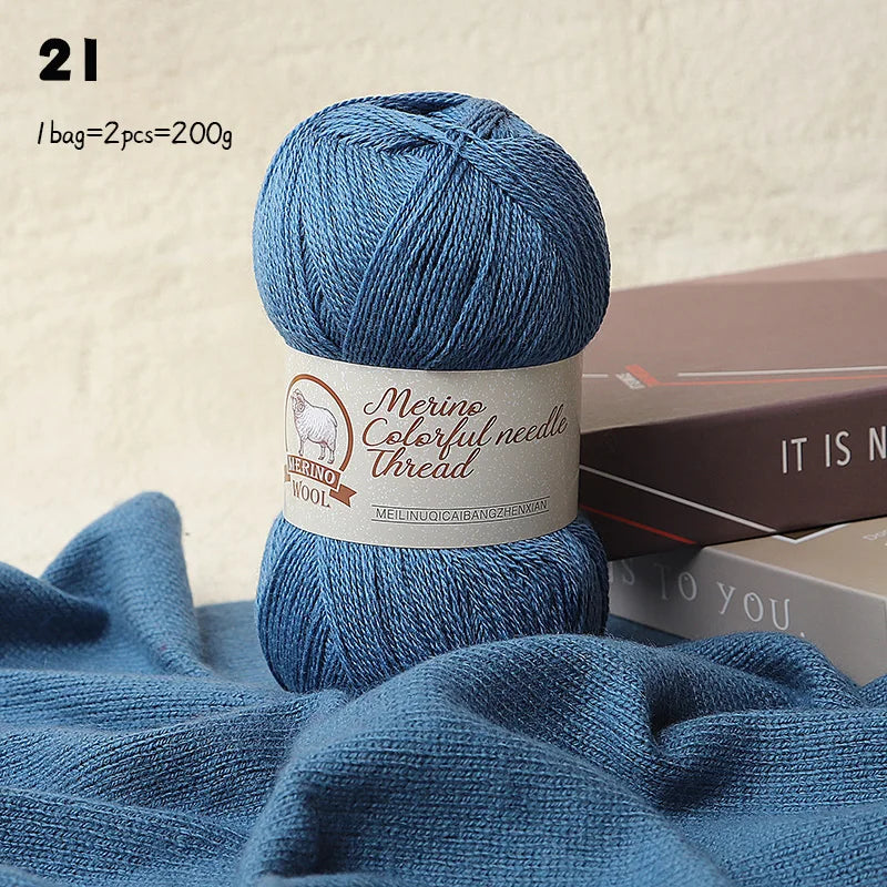 Solid Color Medium-Thick Cashmere Blend Yarn – Soft Luxury Yarn for Sweaters, Scarves & Handmade Crafts