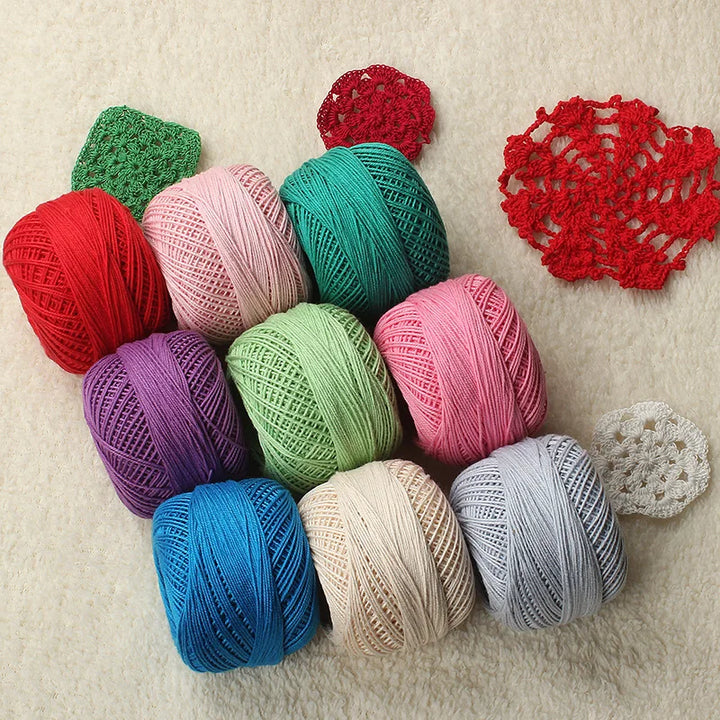 No. 3 Pearl Lace Cotton Thread (4 Pack / 200g) – Fine Hand-Knitting & Crochet Yarn for Shawls, Hats & Summer Outwear
