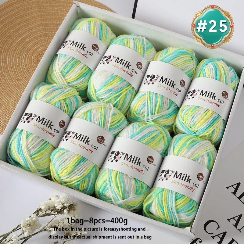 Colorful 5-Strand Gradient Yarn – Multi-Color Segment-Dyed Knitting Yarn for Sweaters, Hats, Scarves & DIY Crafts