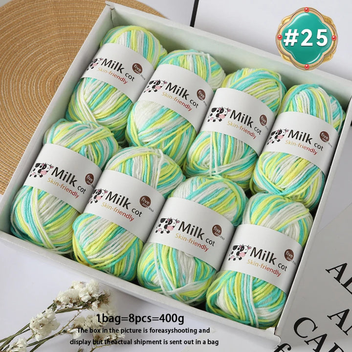 Colorful 5-Strand Gradient Yarn – Multi-Color Segment-Dyed Knitting Yarn for Sweaters, Hats, Scarves & DIY Crafts