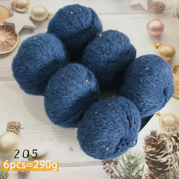 300g Colorful Sequined Alpaca Yarn – Soft Knitting Yarn for Sweaters, Scarves & Hats (6 Pieces/Pack)