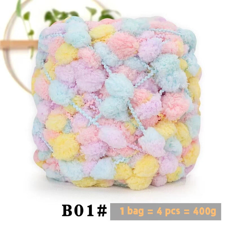Super Soft Bean Yarn – Plush Polyester Chunky Yarn for Blankets, Cushions, Hats & DIY Crafts (400g, 4pcs Pack)